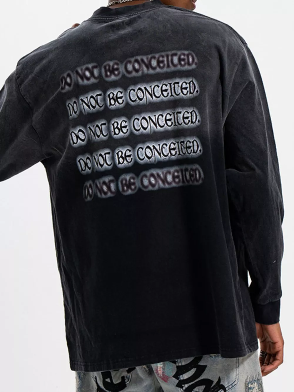 Men's Letter Round Neck Long Sleeve T-Shirt, image 5