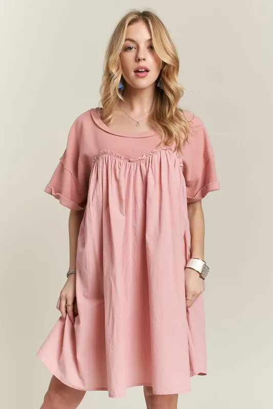 Round Neck Half Sleeve Babydoll Dress, image 2