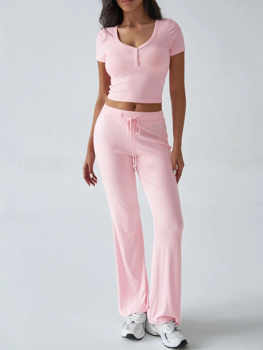 Short Sleeve Top and Drawstring Pants Set, image 6