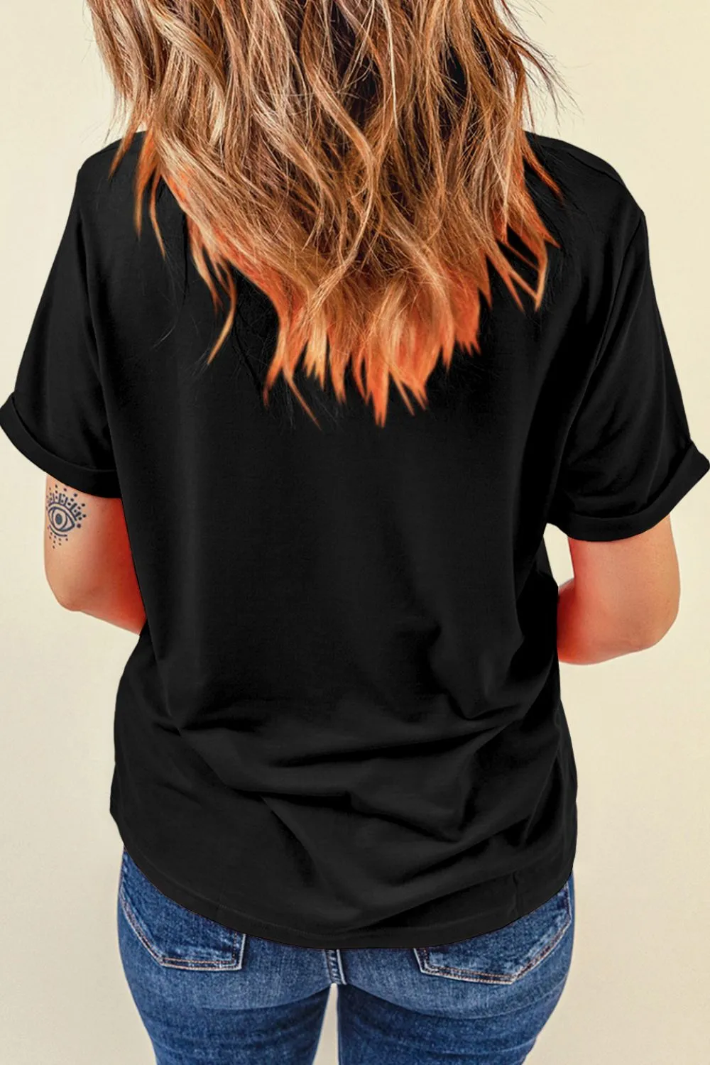 Cowboy Hat Disco Ball Patched Round Neck T-Shirt, image 2