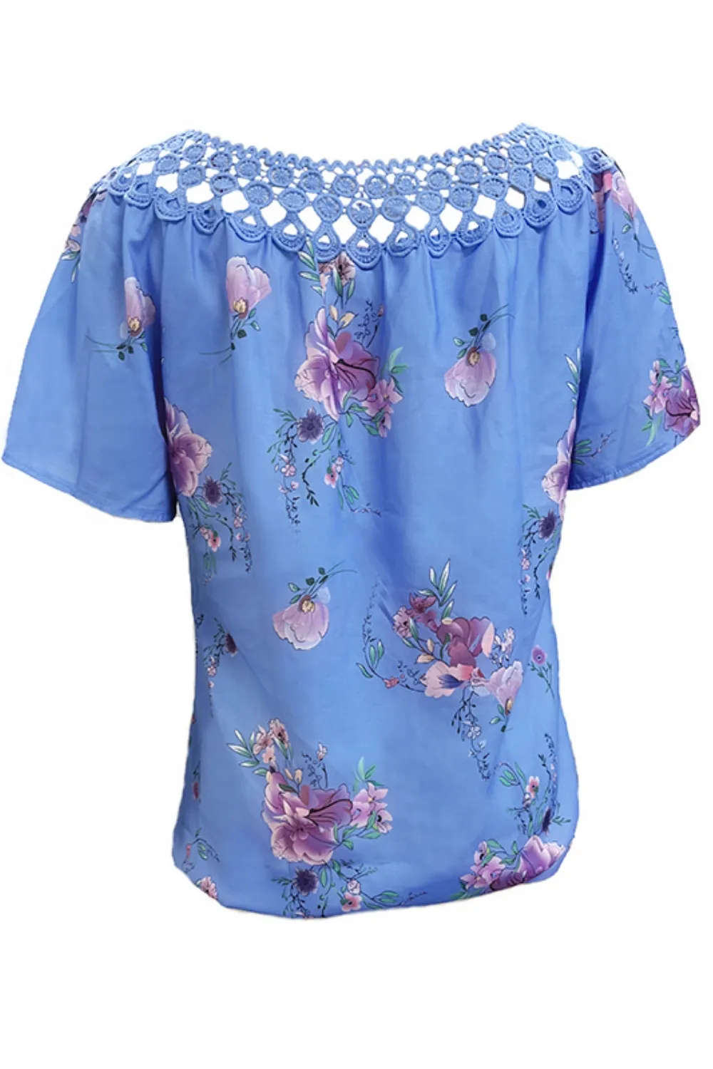 Full Size Printed Tie Neck Short Sleeve Blouse, image 6