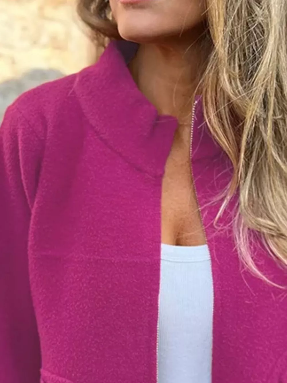 Full Size Textured Knit Zip Up Outerwear Plus Size, image 18