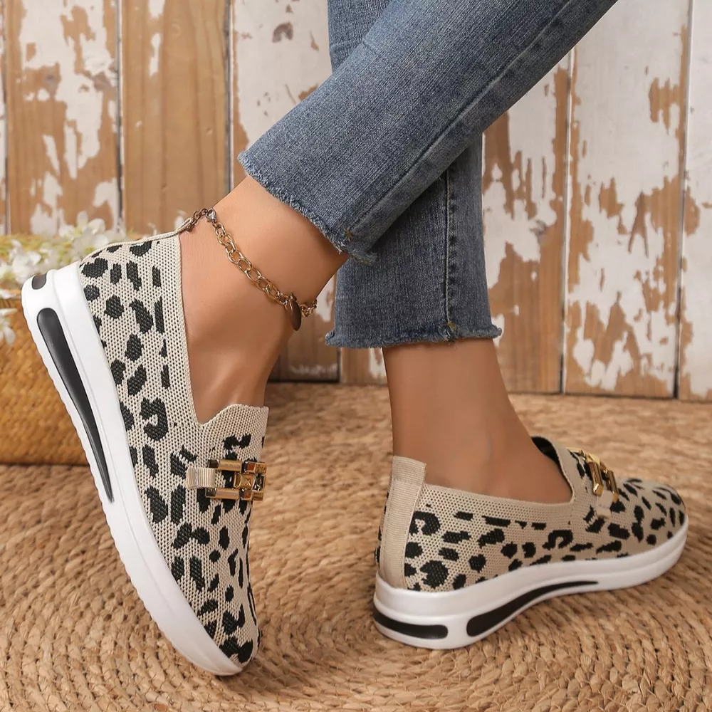 Leopard Round Toe Slip-Ons, image 2
