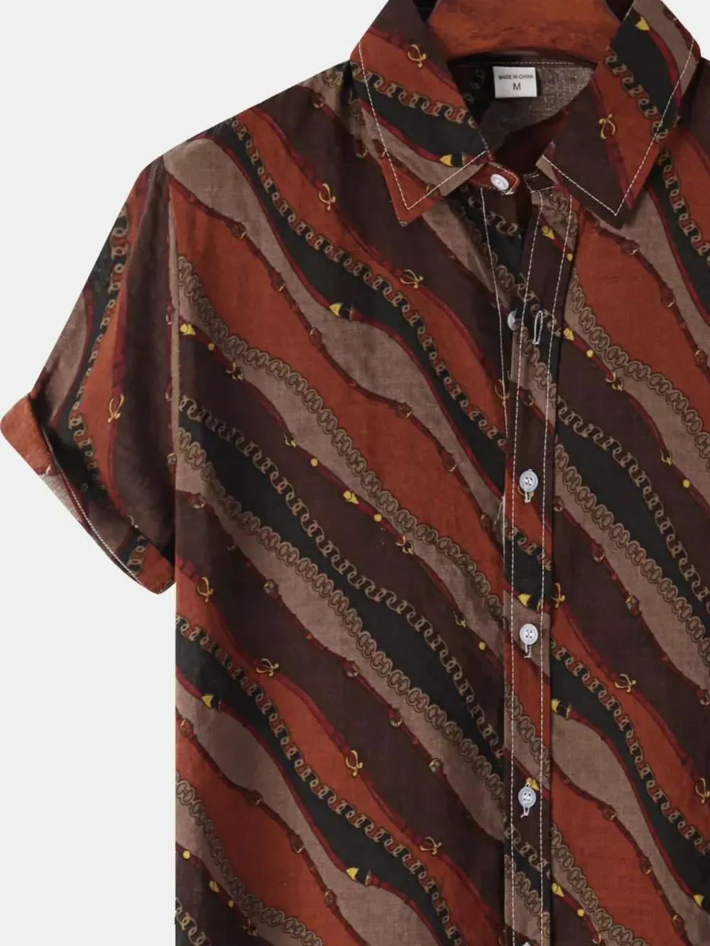 Men's Plus Size Striped Short Sleeve Button-Down Shirt, image 2
