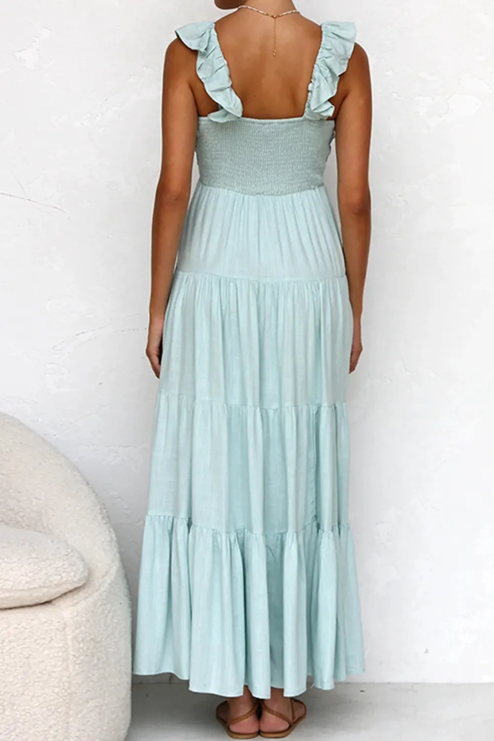 Ruffled V-Neck Tiered Dress, image 3