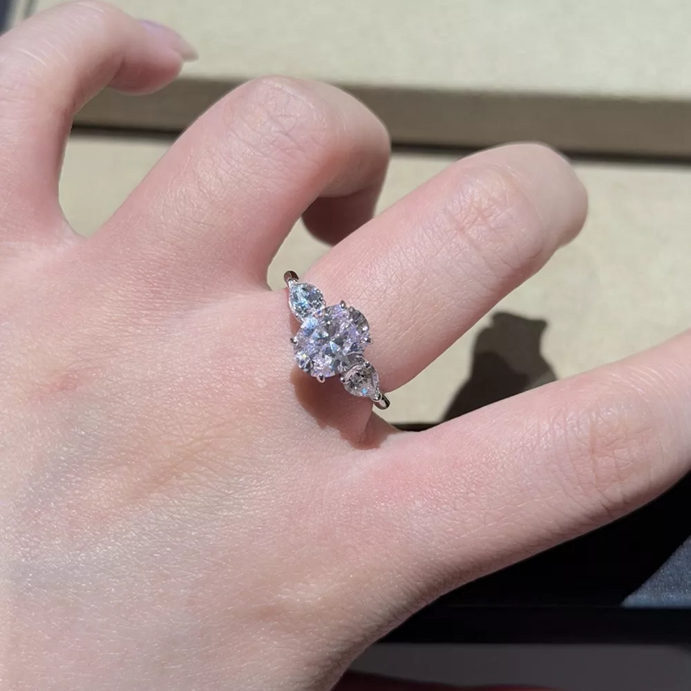 925 Sterling Silver Oval Cut Diamond Ring, image 2