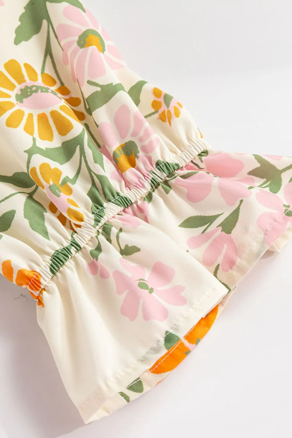 Printed Notched Flounce Sleeve Mini Dress, image 3