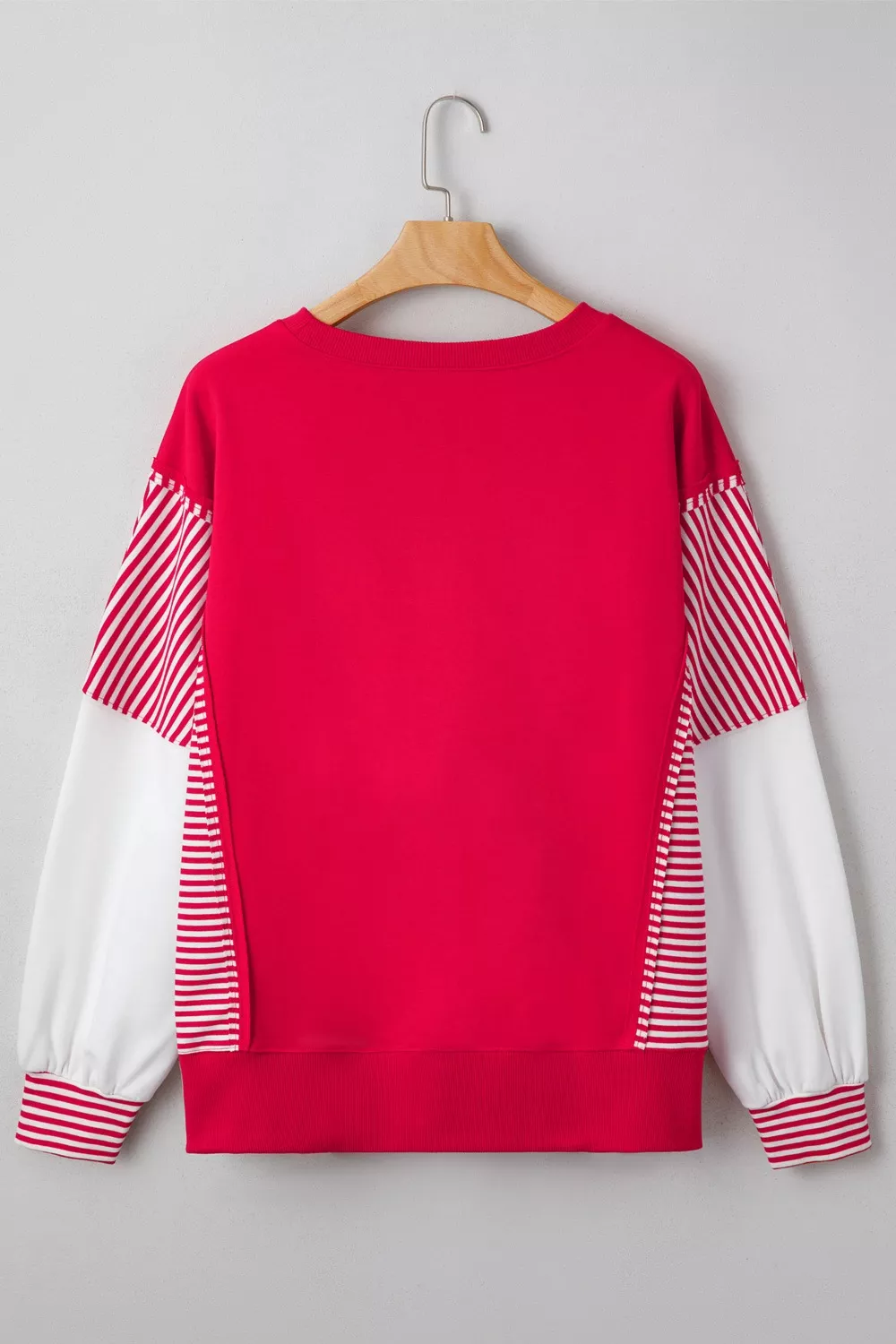 Valentines Day Sequin Heart Striped Color Block Patchwork Sweatshirt, image 3