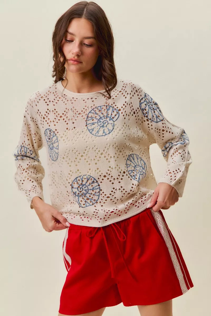 Seashell Lightweight Sweater Top, image 8