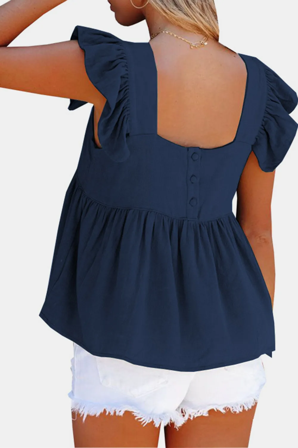 Full Size Ruffled Square Neck Cap Sleeve Blouse, image 4