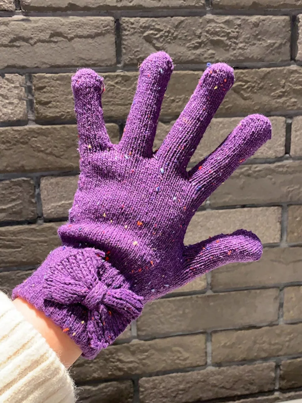 Knitted Bow Accent Gloves, image 4