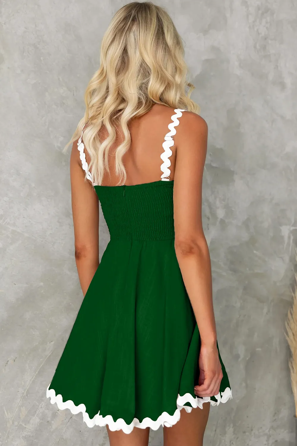 Contrast Trim Square Neck Mini Dress, image 2