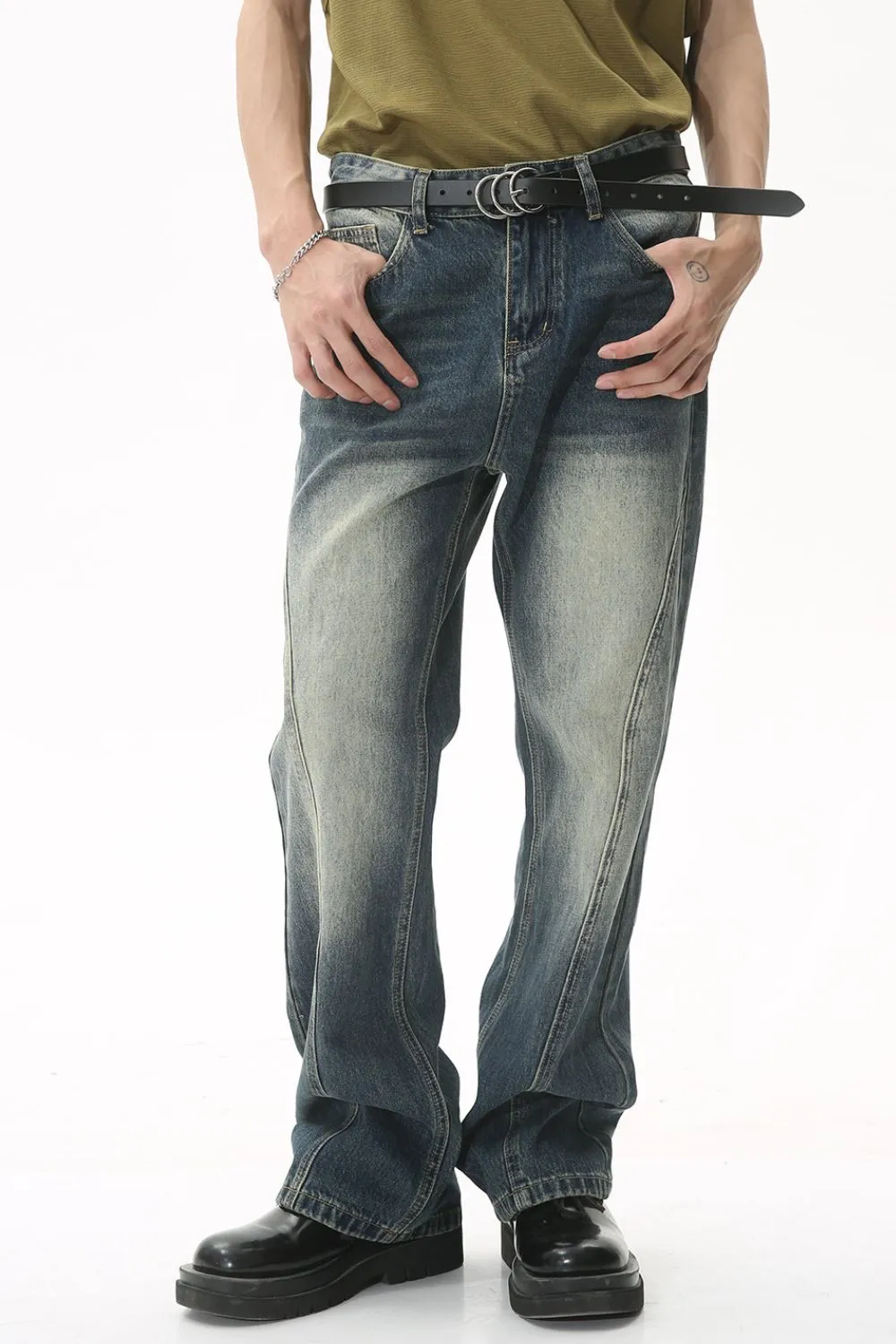 Decorative Seam Jeans with Pockets, image 2