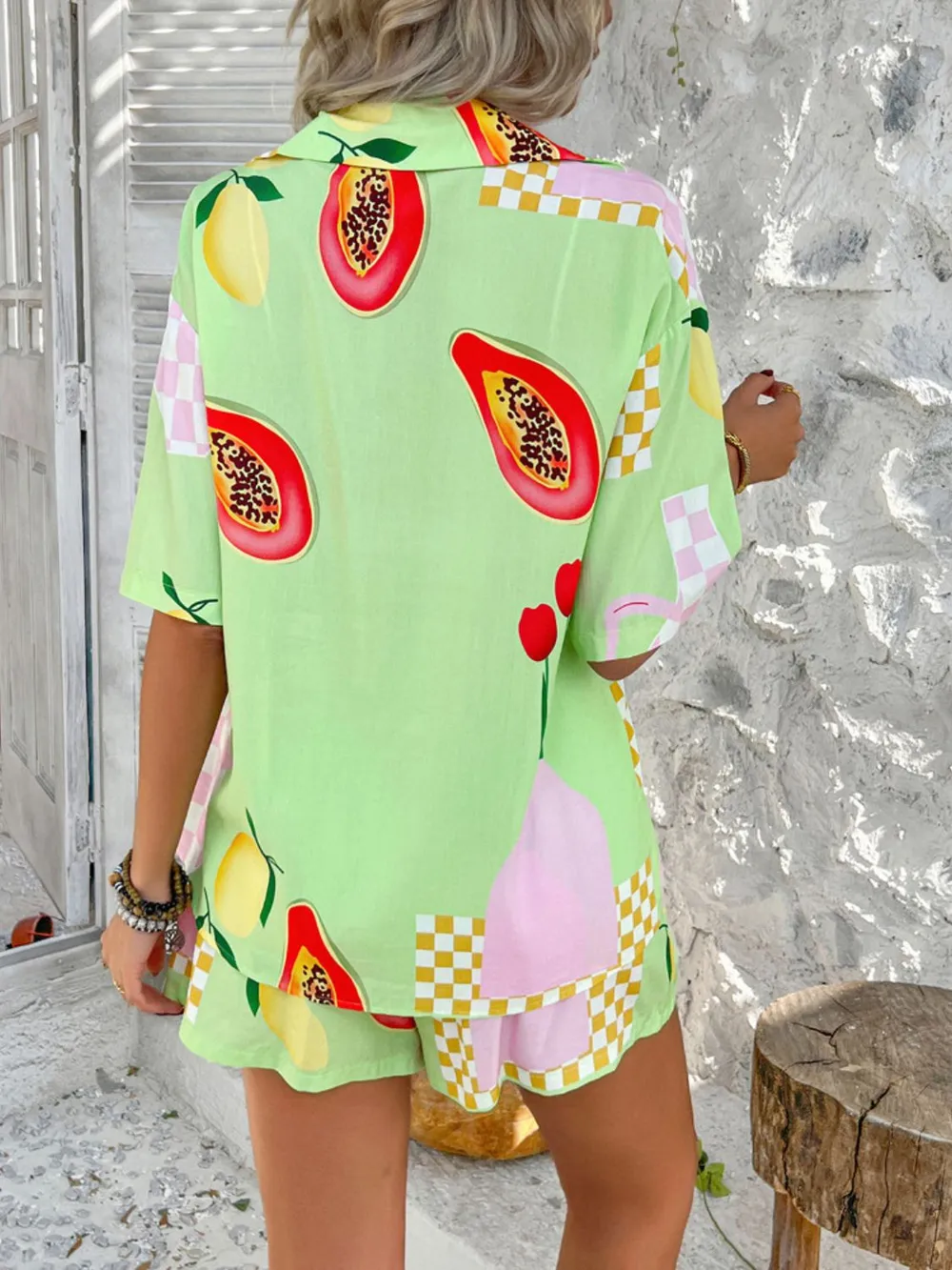 Printed Button Down Shirt and Shorts Set, image 29