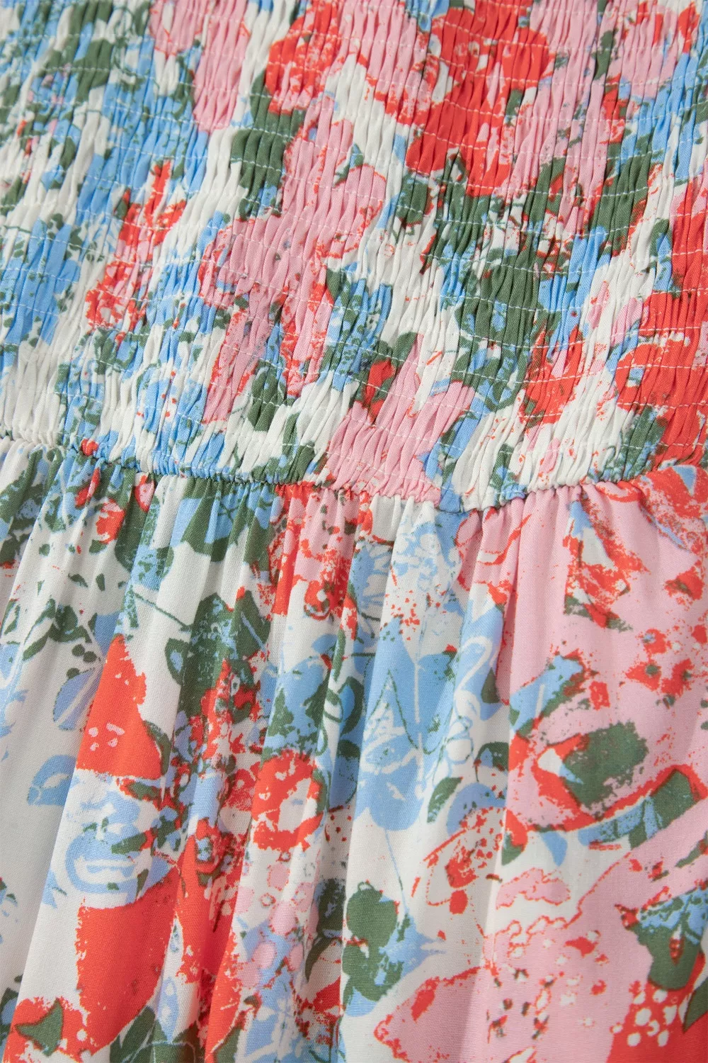 Floral Print V Neck Contrast Trim Flutter Sleeve Long Dress, image 8
