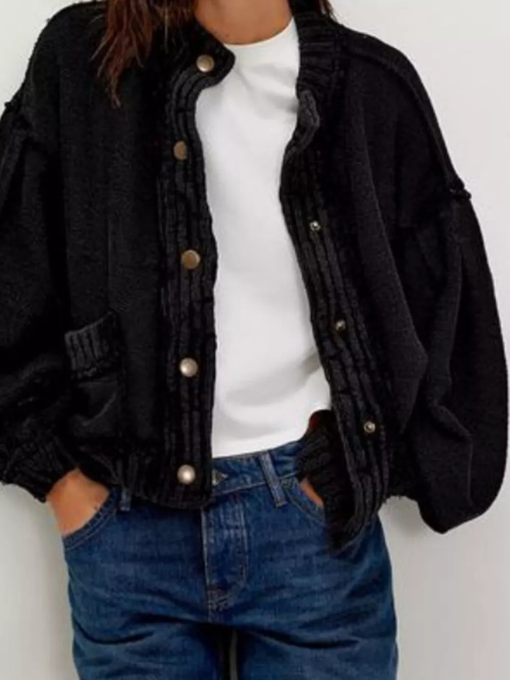 Snap Down Dropped Shoulder Cardigan
