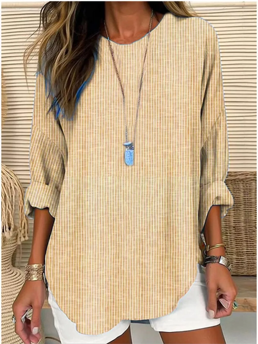 Casual Striped Long Sleeve Blouse, image 3