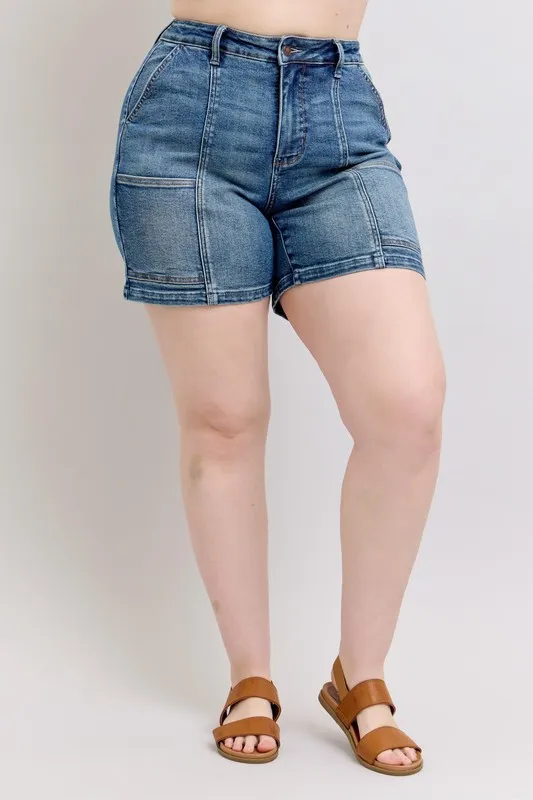 Full Size High Rise Denim Shorts Plus Size, image 2