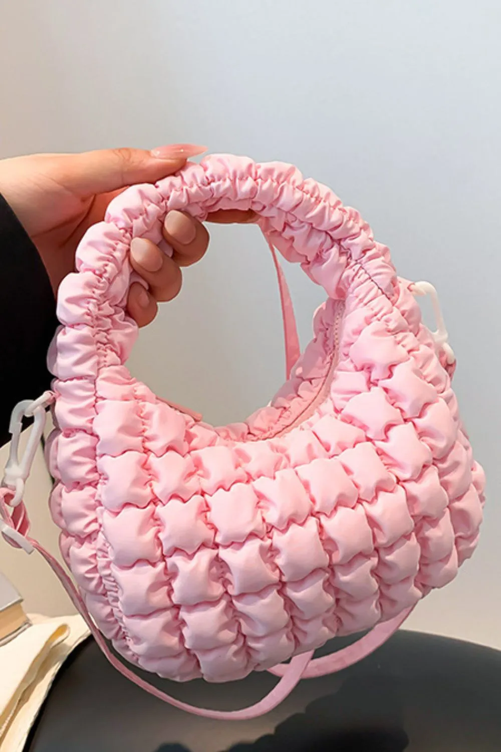 Quilted Puffy Removable Strap Crossbody Bag, image 13