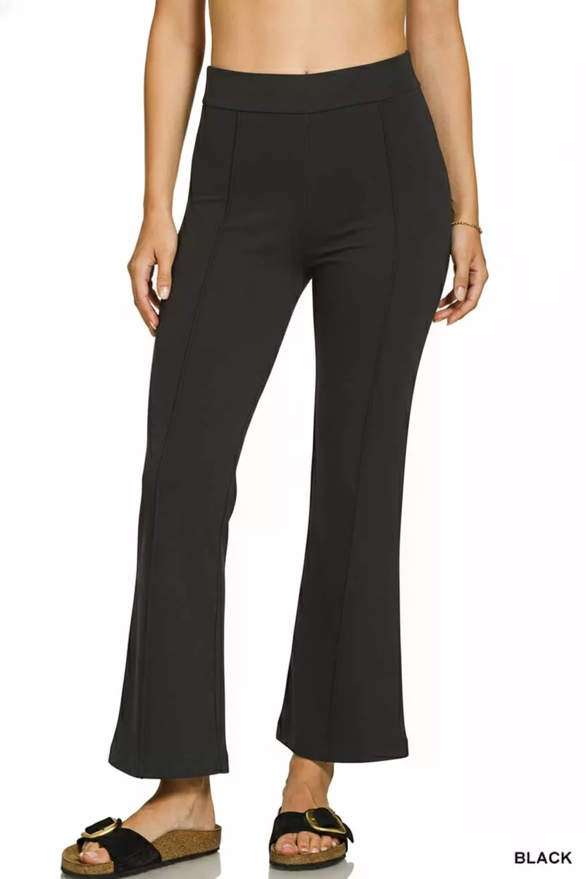 Heavy Ponte Elastic Waistband Pintuck Pants, image 3