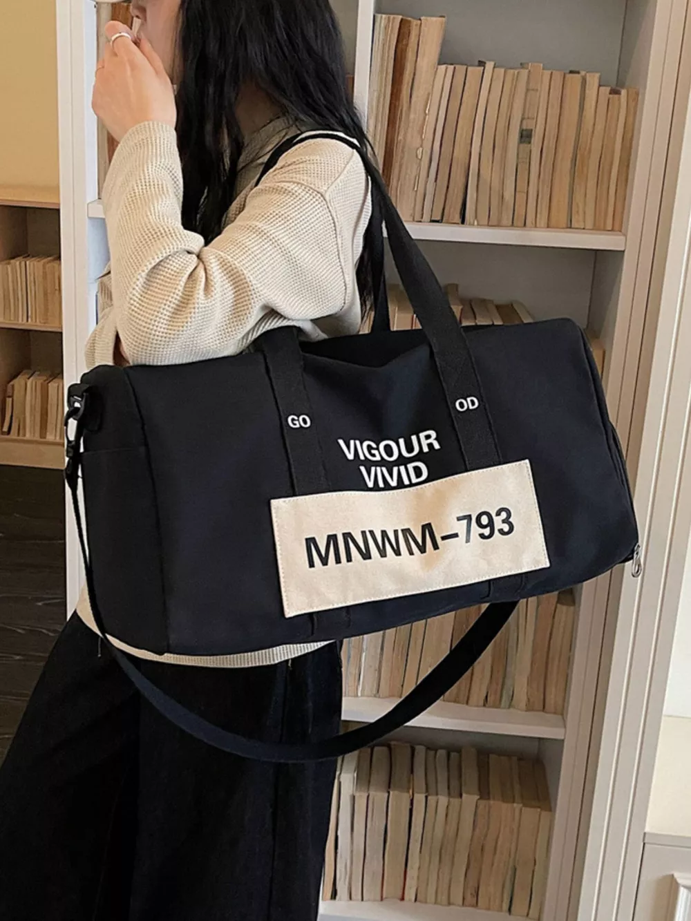 Letter Nylon Travel Bag, image 5