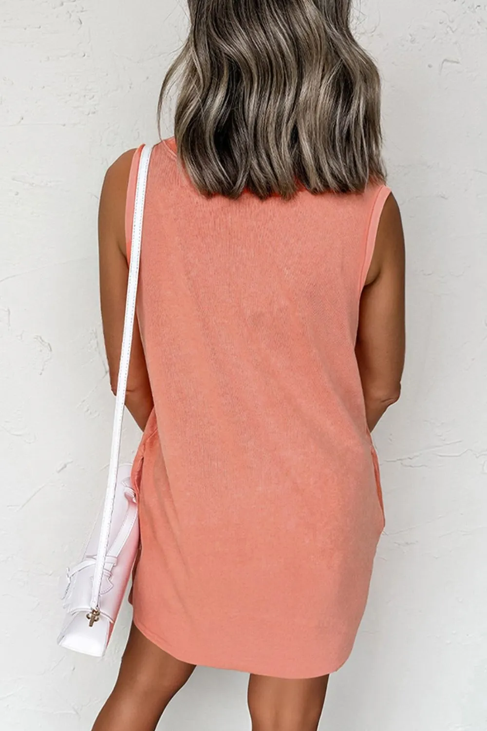 Round Neck Sleeveless Mini Dress with Pockets, image 2