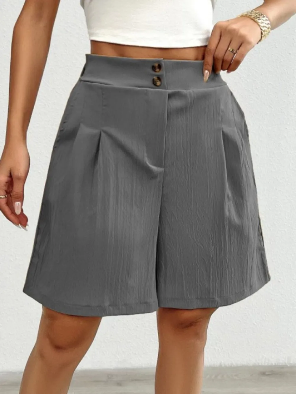 High-Waisted Pleated Shorts, image 24