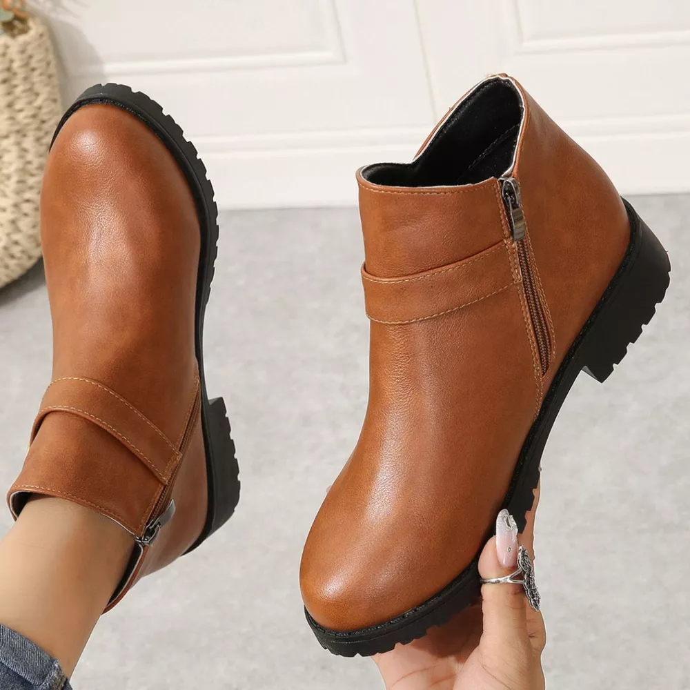 Round Toe Block Heels Boots, image 7