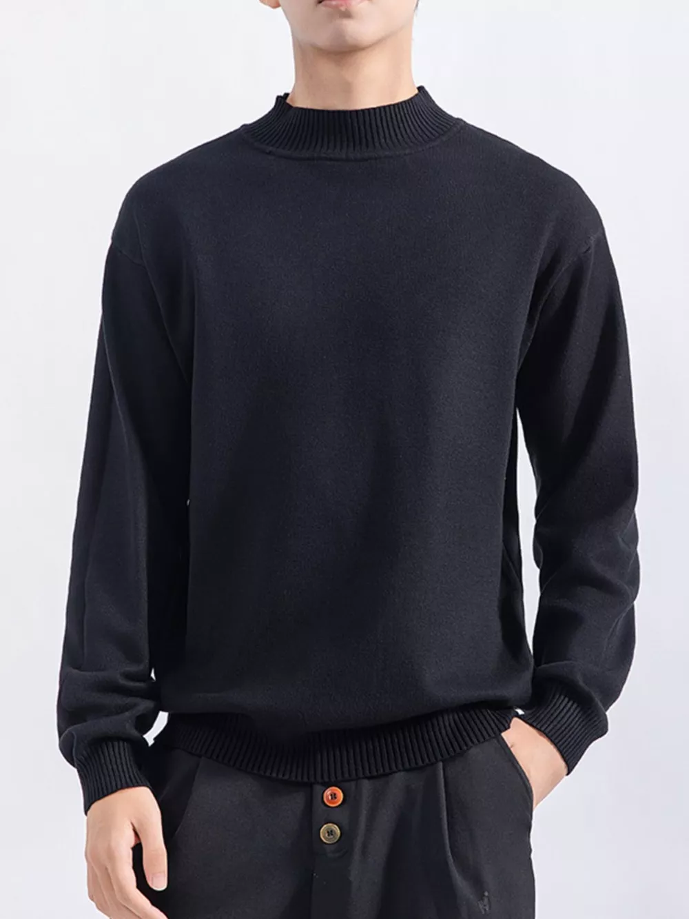 Men's Plus Size Minimalist Mock Neck Sweater, image 10