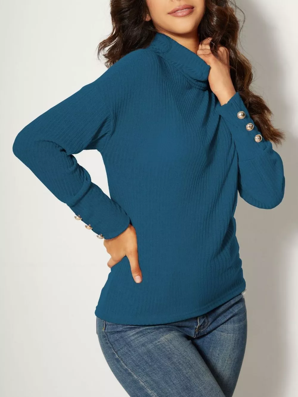 Ribbed Knit Turtleneck Sweater, image 5