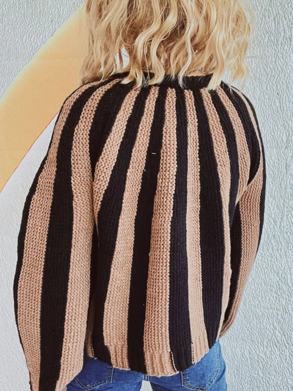 Contrast Stripes Button Down Long Sleeve Cardigan, image 3