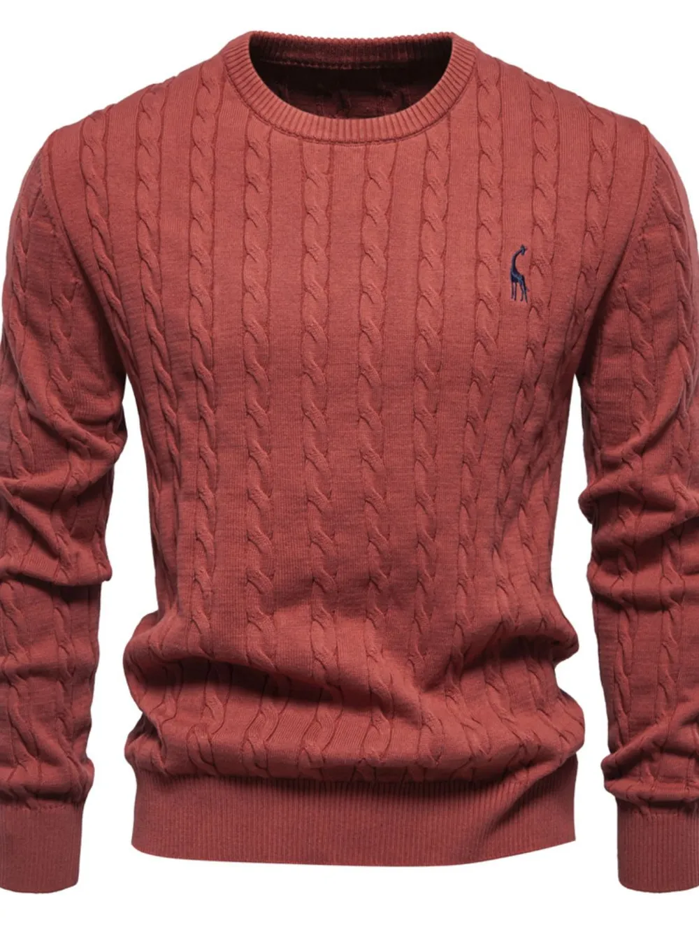 Men's Cable-Knit Round Neck Long Sleeve Sweater, image 14