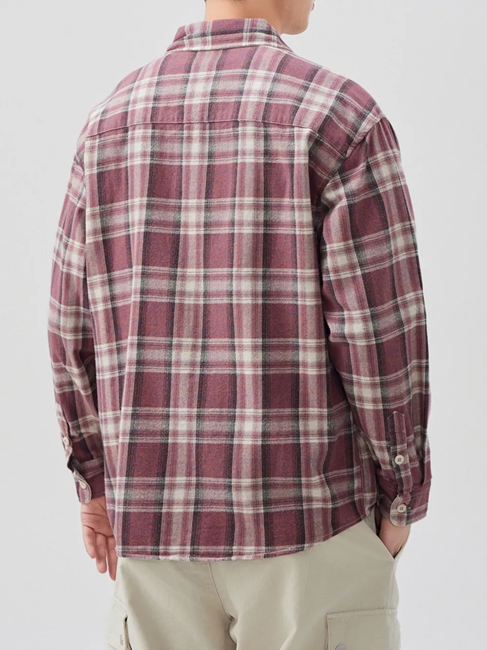 Men's Plus Size Plaid Button Up Long Sleeve Shirt, image 6