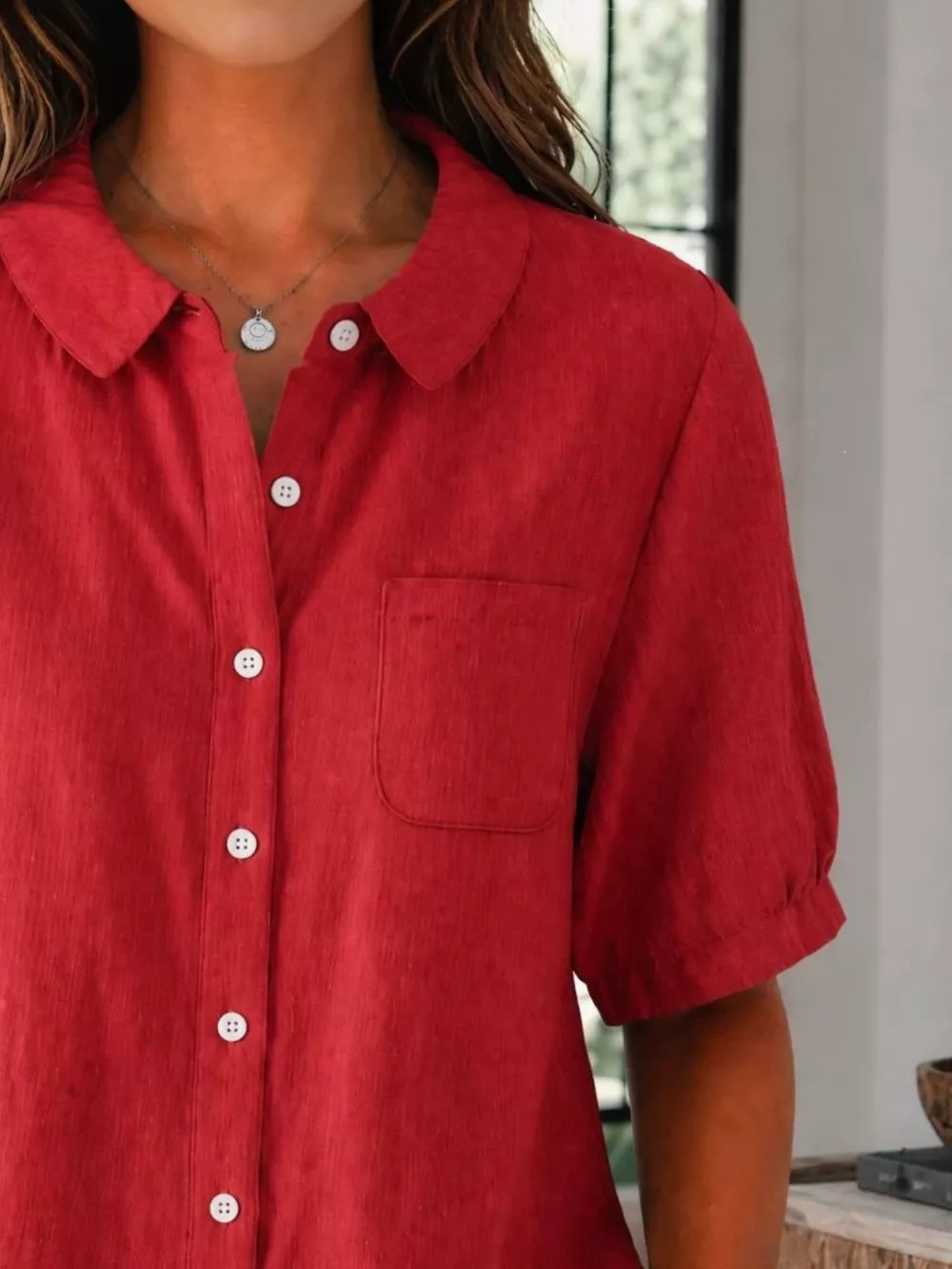 Full Size Button Up Short Sleeve Shirt Plus Size, image 10