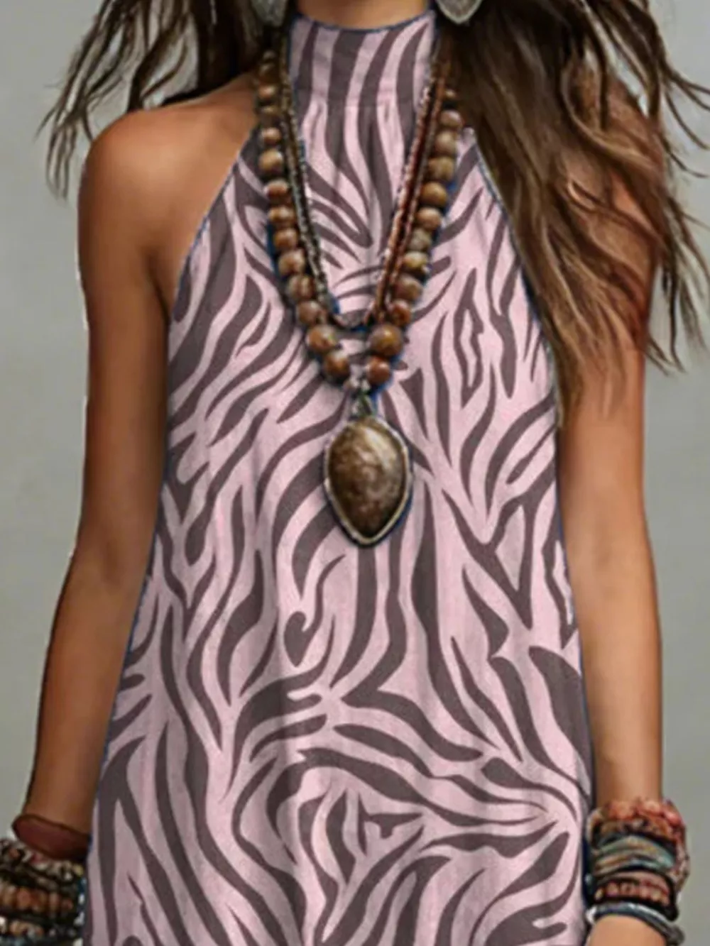 Printed Sleeveless Maxi Dress, image 8