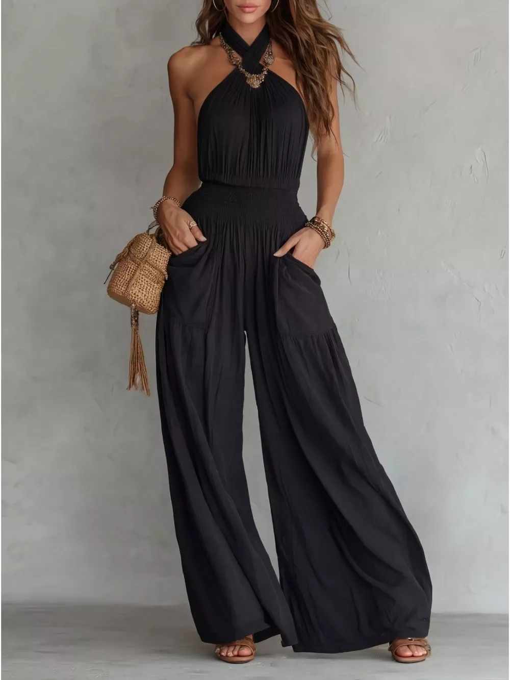 Halter Neck Wide-Leg Jumpsuit, image 6