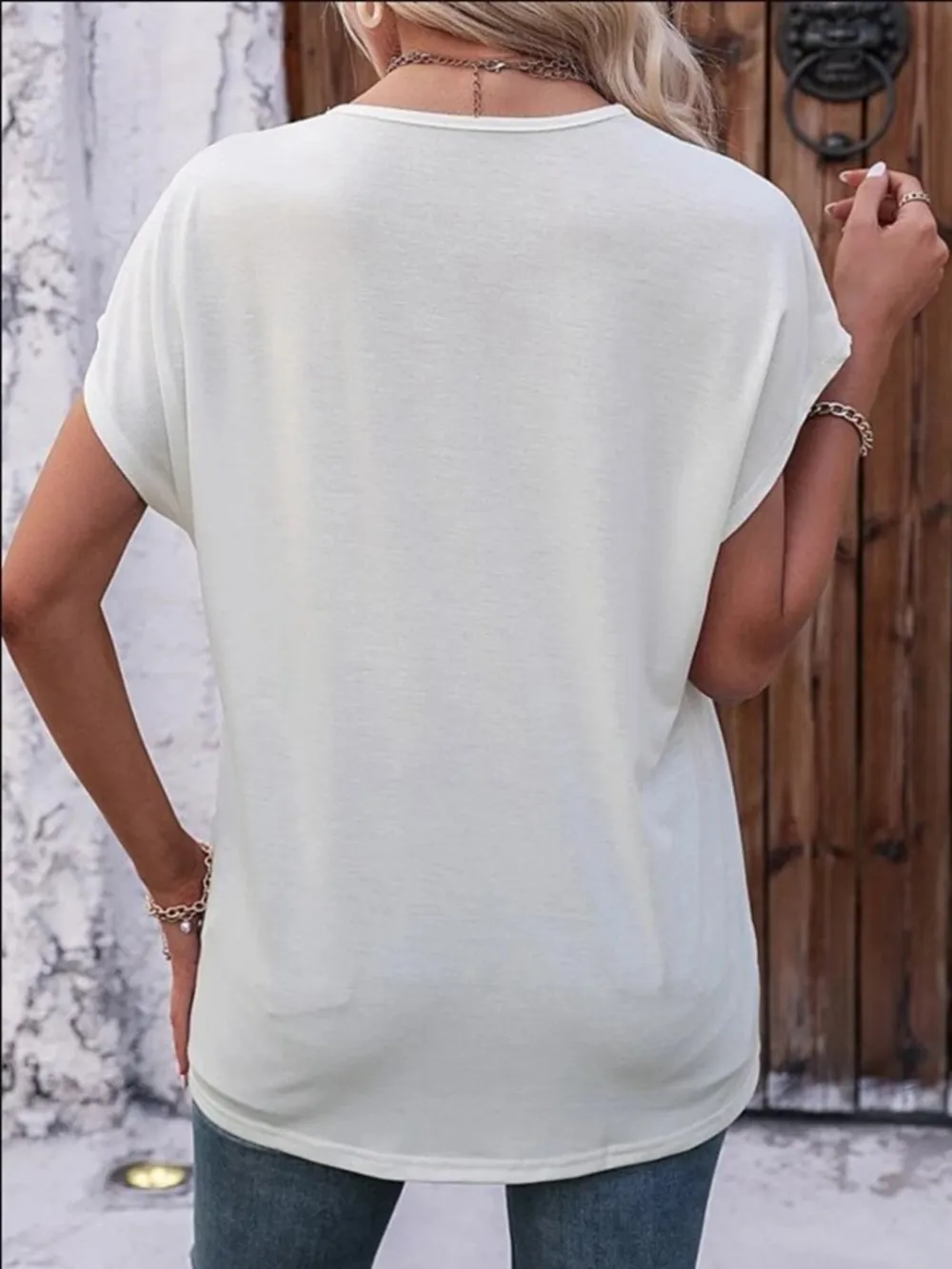 Heathered V-Neck Short Sleeve T-Shirt, image 11