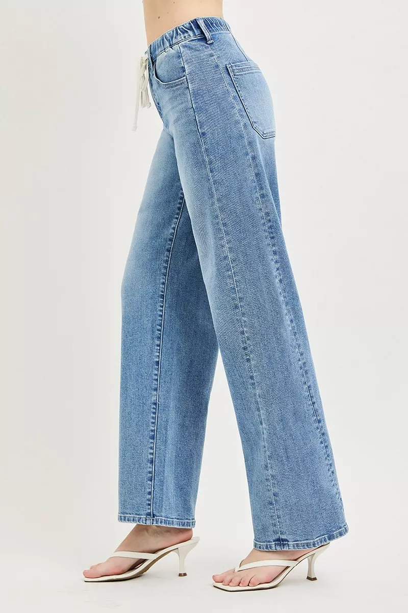 Relaxed Fit Drawstring Waist Jeans, image 4