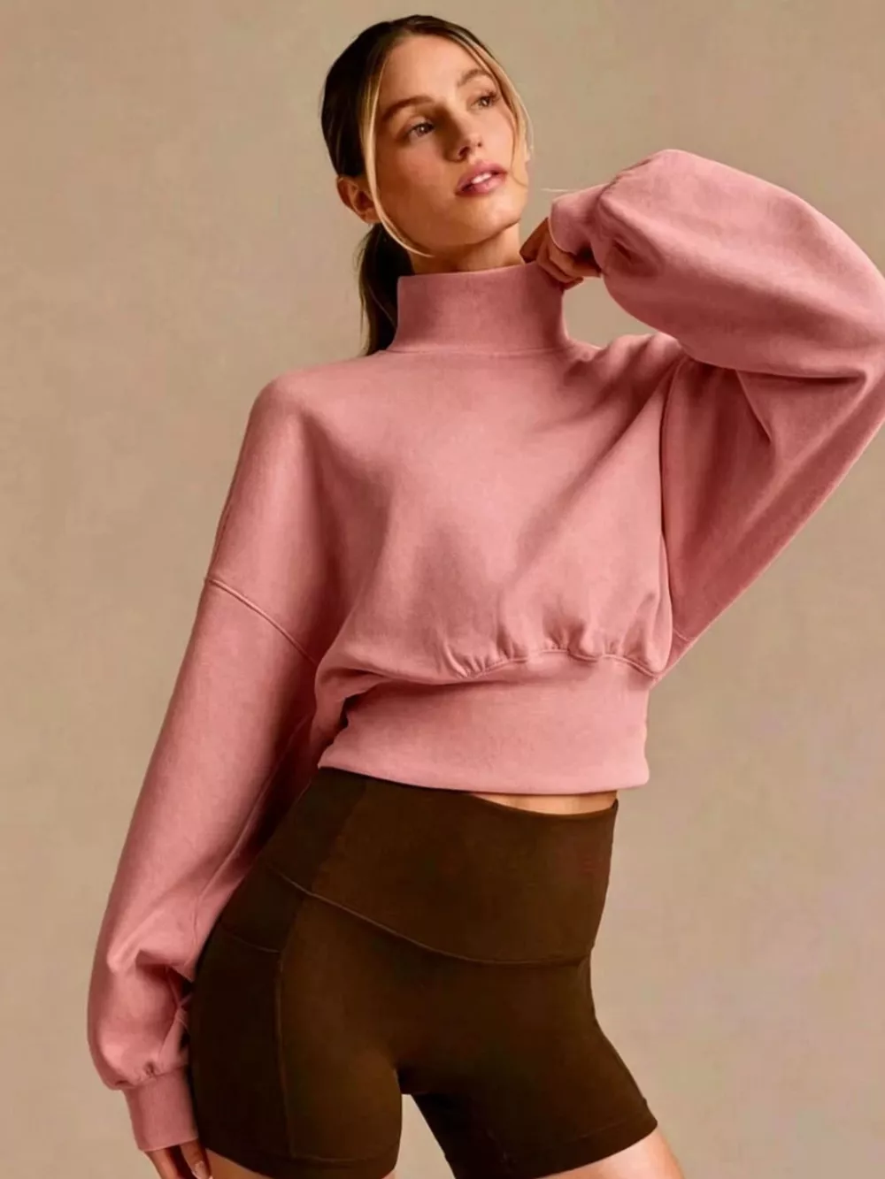 Turtleneck Dropped Shoulder Sweatshirt, image 9