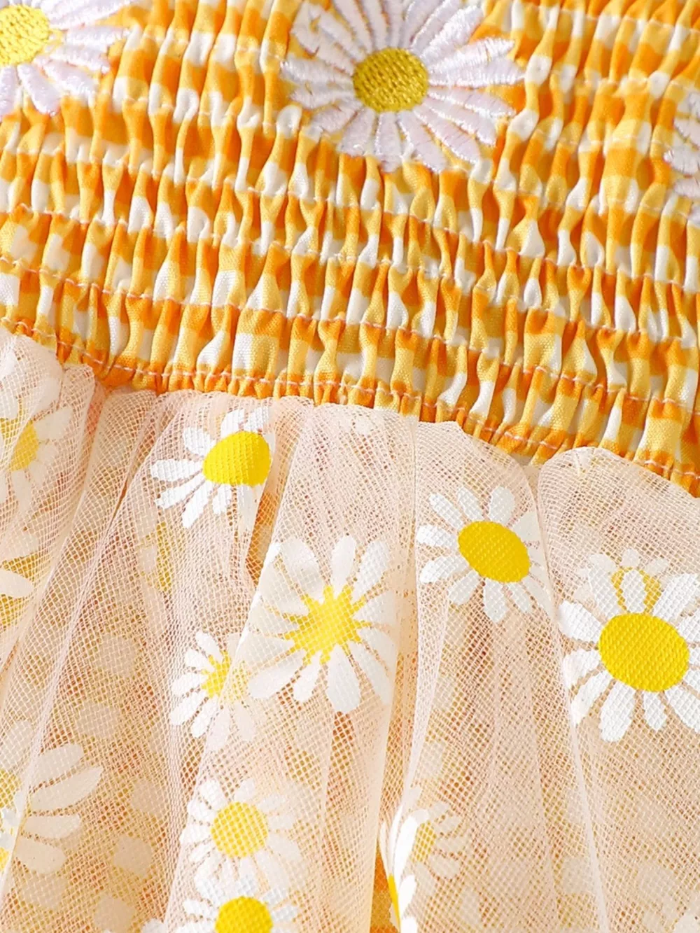Children's Daisy Gingham Ruffle One-Piece with Headband, image 6