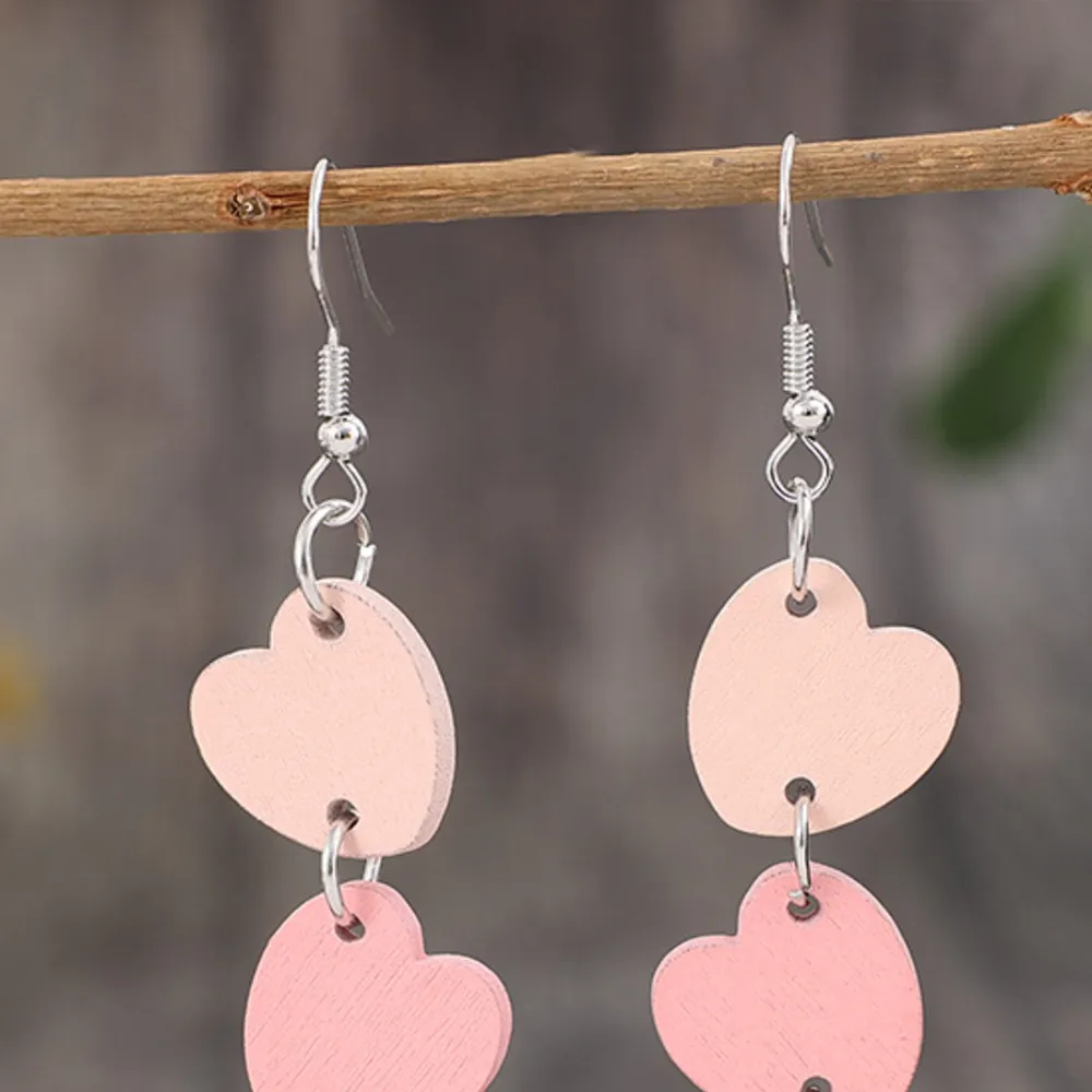 Heart Wood Dangle Earrings, image 4