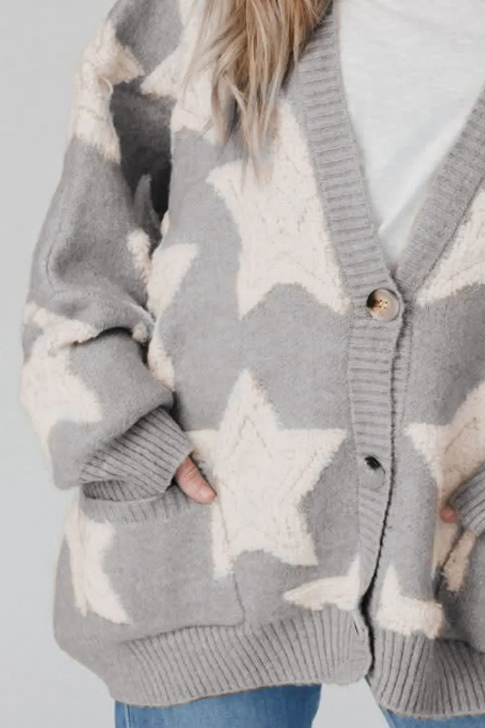 Star Button Up Long Sleeve Cardigan, image 2