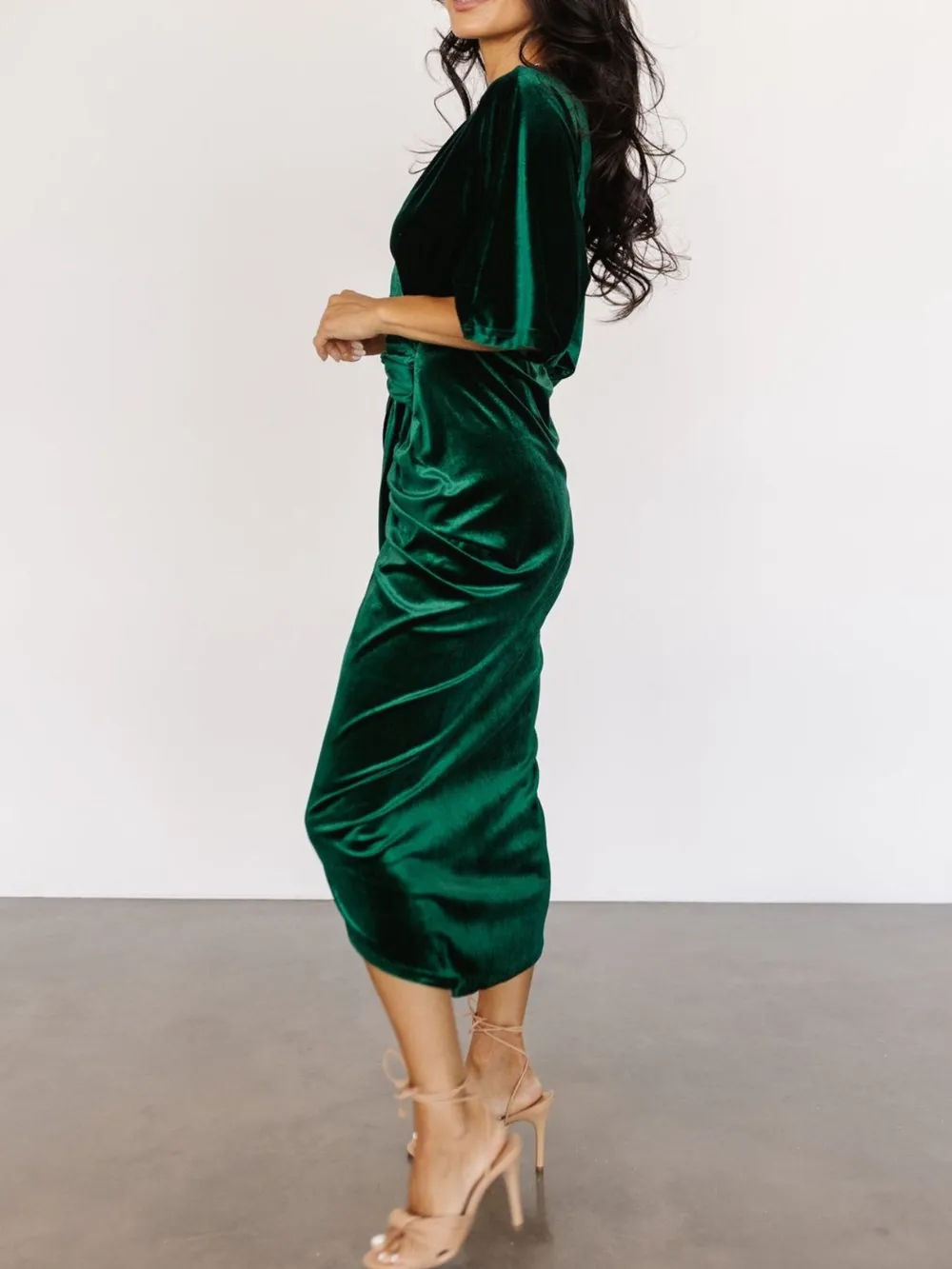 Ruched Surplice Half Sleeve Dress, image 11