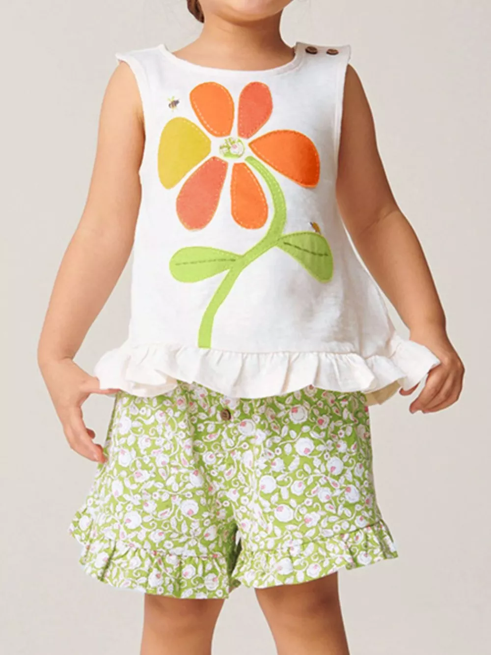 Children's Ruffle Trim Tank and Shots Set