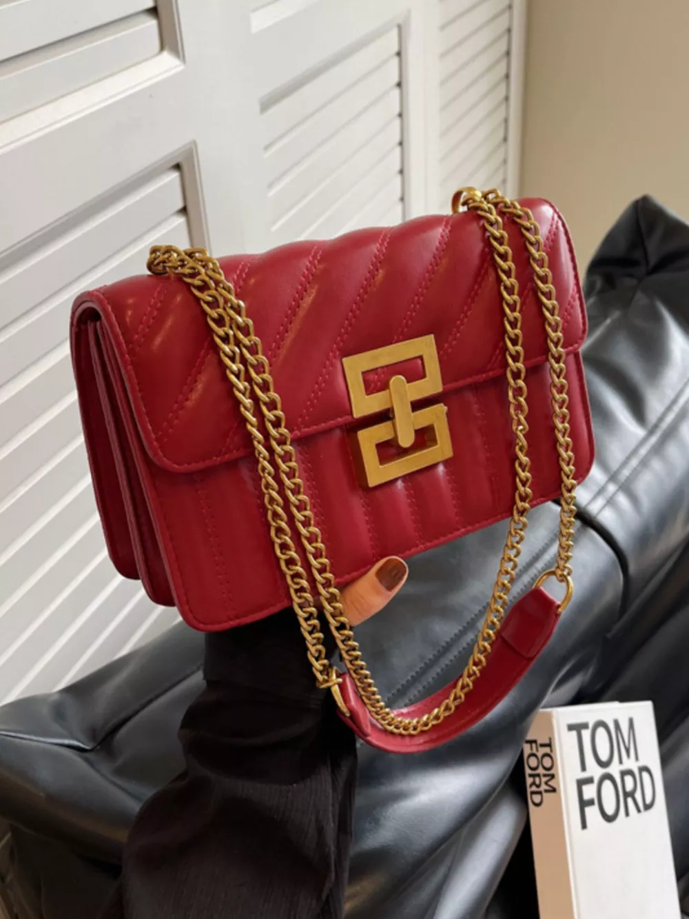 Quilted Flap Chain Crossbody Bag, image 8