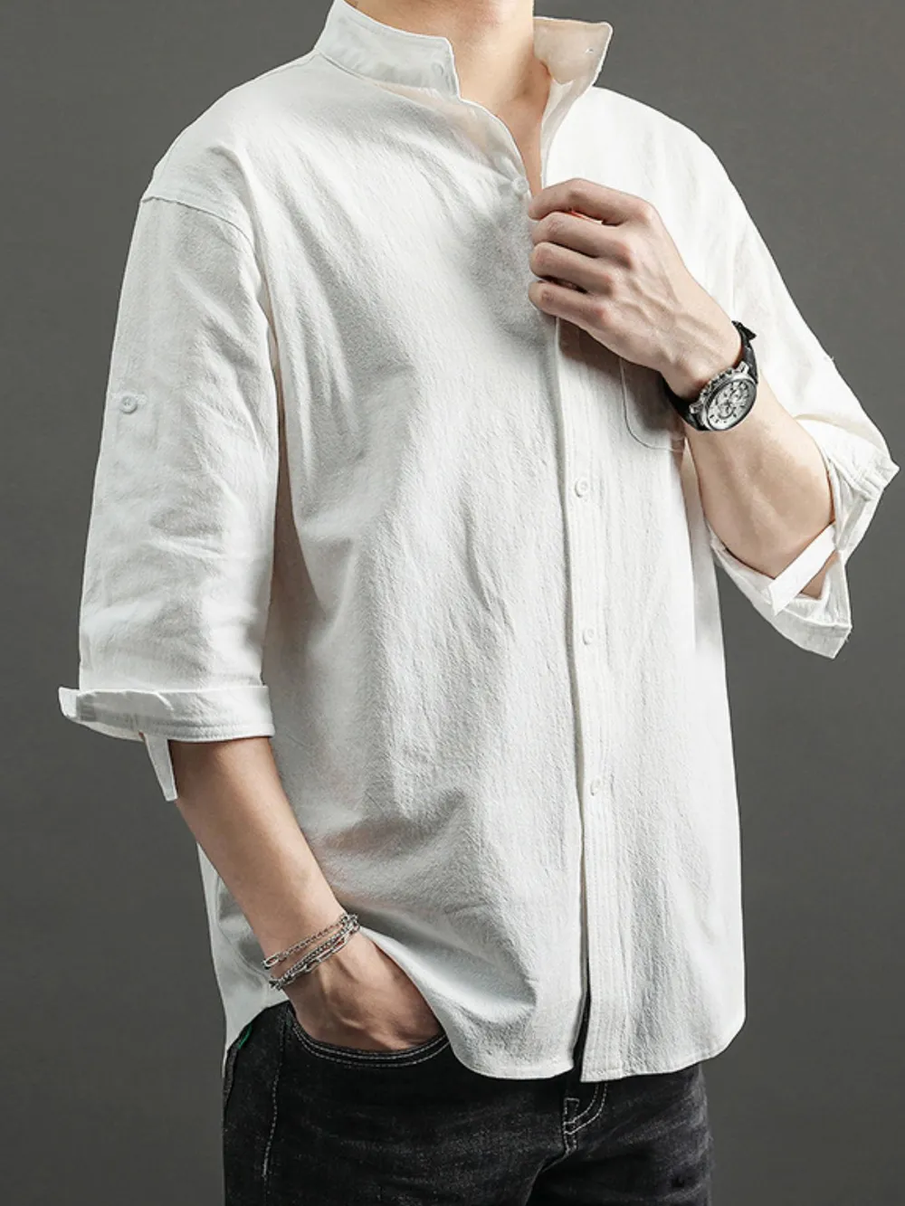 Men's Plus Size Casual Button Up Shirt, image 4