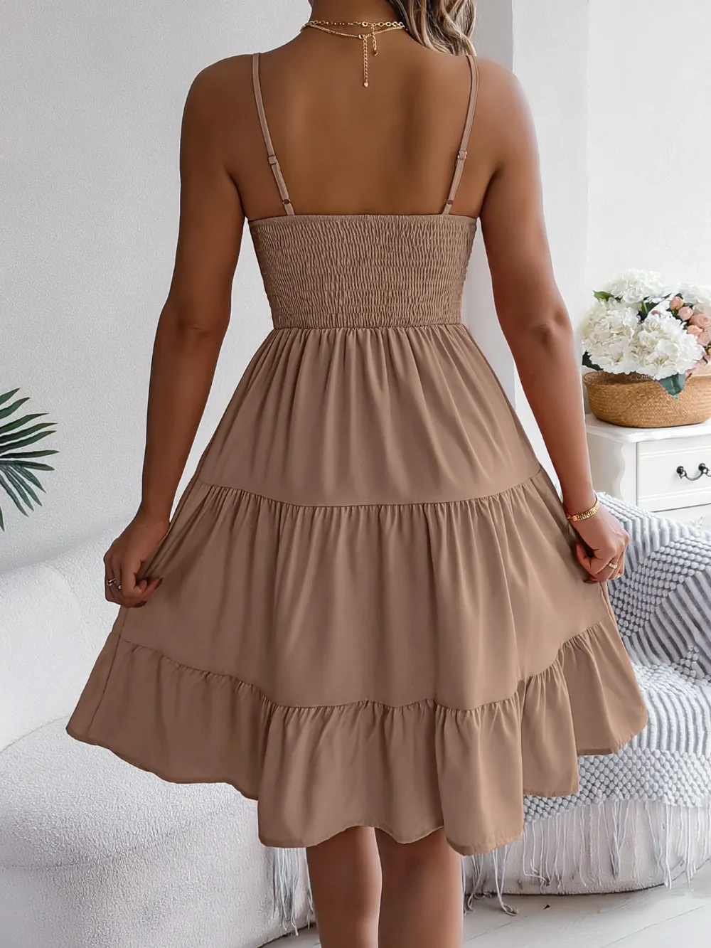 Smocked Back Tiered Cami Dress, image 2