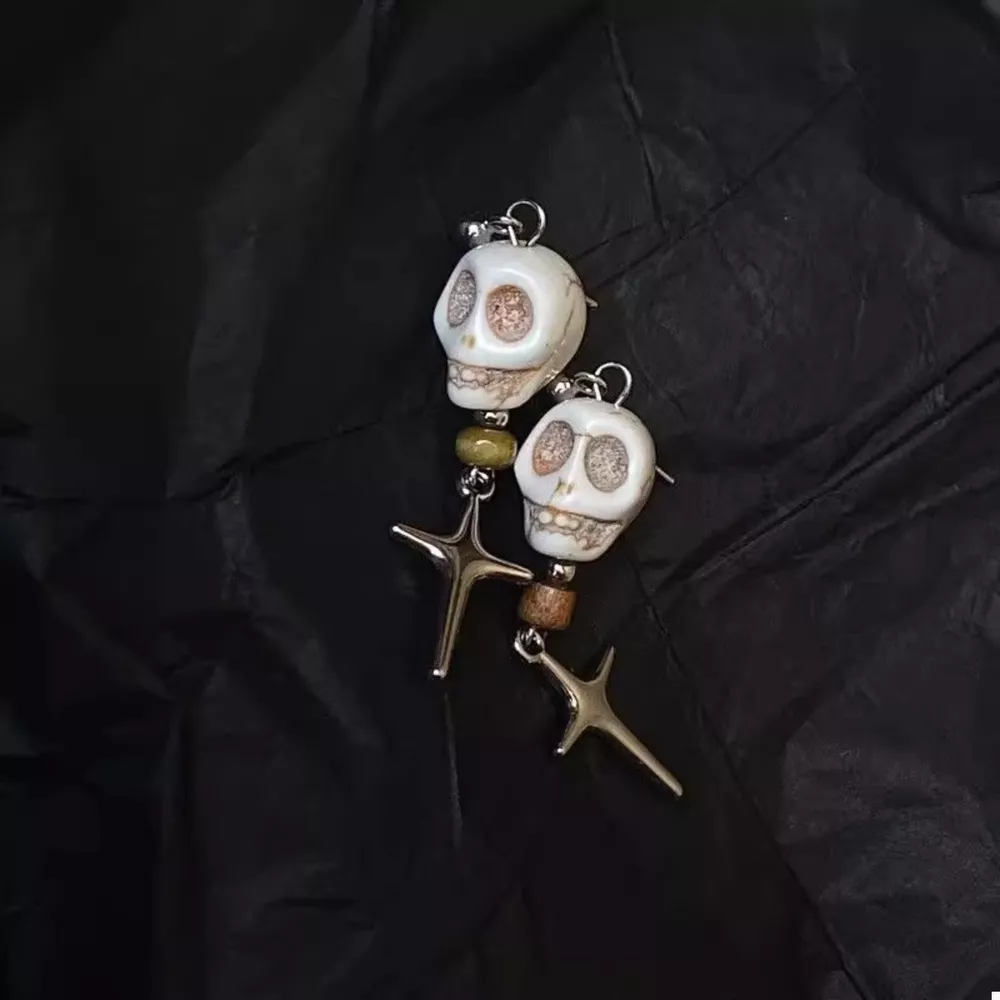 Skull Cross Drop Earrings