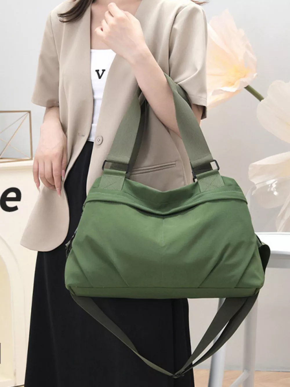Solid Color Nylon Crossbody Bag, image 4