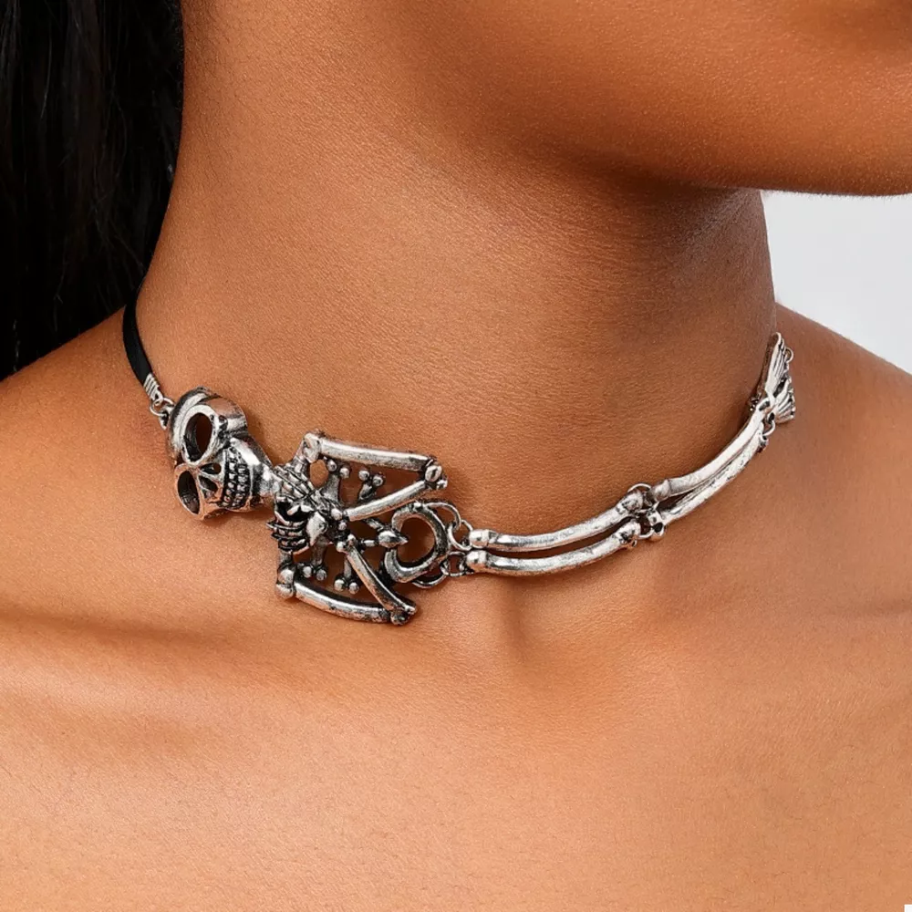 Alloy Skull Necklace and Bracelet Jewelry Set, image 2
